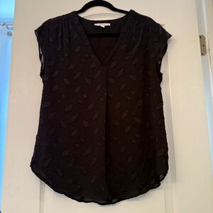 Fun 2 Fun Black Leaf Pattern Blouse